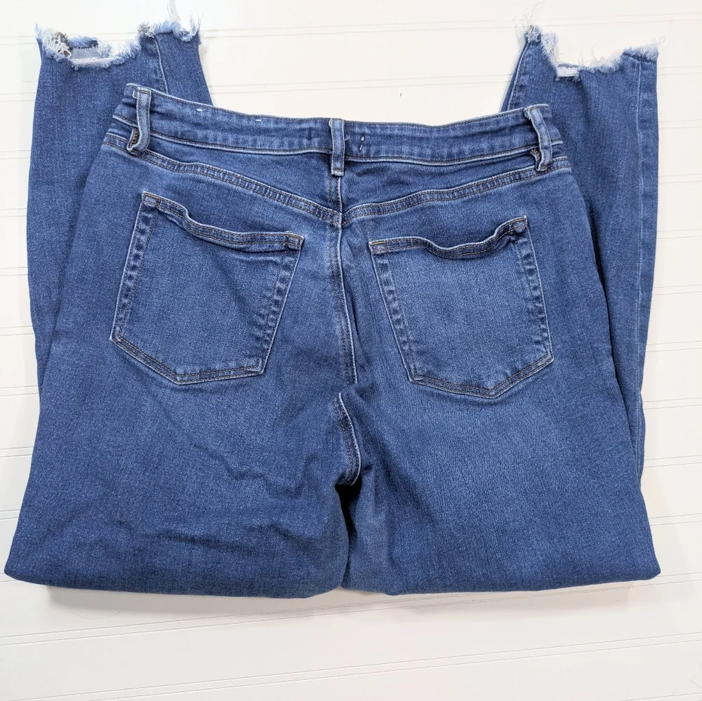 Loft Medium Wash Raw Hem Button Fly Curvy High Waist Skinny Jeans - Picture 3 of 5